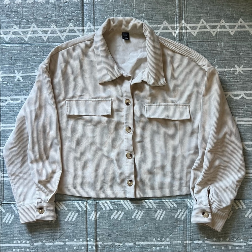 Women's Beige Corduroy Crop Jacket/Shirt